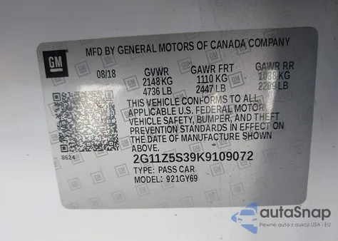2019 Chevrolet Impala Lt from USA, damaged, VIN 2G11Z5S39K9109072